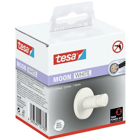 Tesa MOON WHITE Crochet Porte-serviette Colle Métal 2 Tesa MOON WHITE Crochet Porte-serviette Colle Métal – Image 2