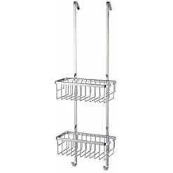 Tesa Aluxx étagère 2 Paniers, Finition Brillante Aluminium Chromé, Hooks For Hanging On Shower Door, 750mm X