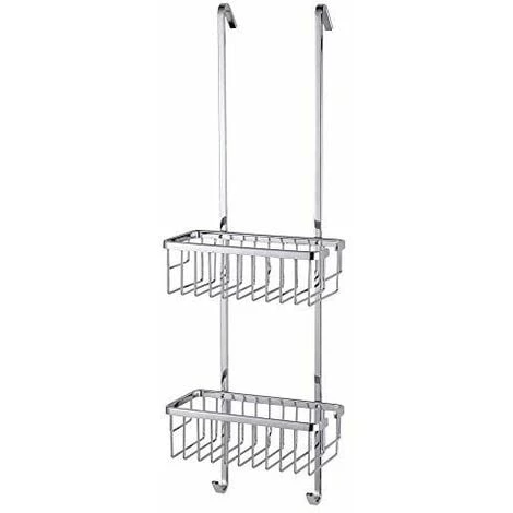 Tesa Aluxx étagère 2 Paniers, Finition Brillante Aluminium Chromé, Hooks For Hanging On Shower Door, 750mm X 1 Tesa Aluxx étagère 2 Paniers, Finition Brillante Aluminium Chromé, Hooks For Hanging On Shower Door, 750mm X