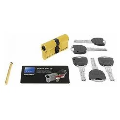 Tesa Assa Abloy TK154060L Cylindre De Haute Sécurité TK100 Double Embrayage Levier Long Laitonné 40 X 60 Mm