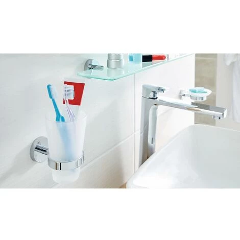 Tesa 40327-00000-00 SMOOZ Gobelet Porte-brosse à Dents Colle Chrome (brillant), Blanc (satiné) 3 Tesa 40327-00000-00 SMOOZ Gobelet Porte-brosse à Dents Colle Chrome (brillant), Blanc (satiné) – Image 3