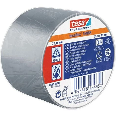 Tesa Tesa 53988-00049-00 Ruban Isolant Tesa® Professional Gris (L X L) 25 M X 50 Mm 1 Pc(s) - Gris 2 Tesa Tesa 53988-00049-00 Ruban Isolant Tesa® Professional Gris (L X L) 25 M X 50 Mm 1 Pc(s) - Gris – Image 2